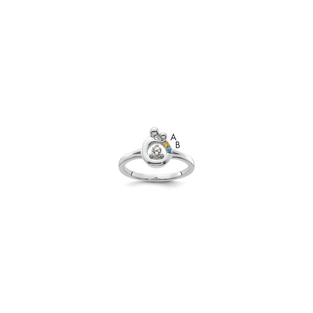 14k WG Diamond with 2 Birthstone Mother/Child Ring Semi-mount