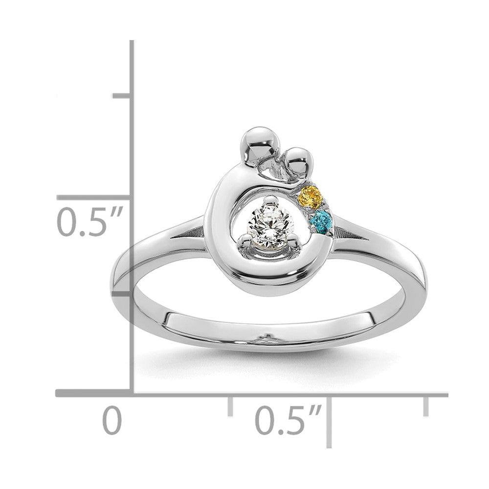 14k WG Diamond with 2 Birthstone Mother/Child Ring Semi-mount