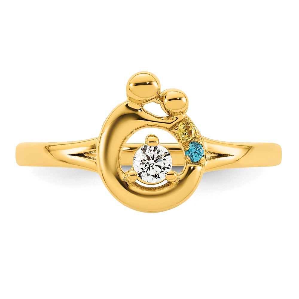 14k Diamond with 2 Birthstone Mother/Child Ring Semi-mount