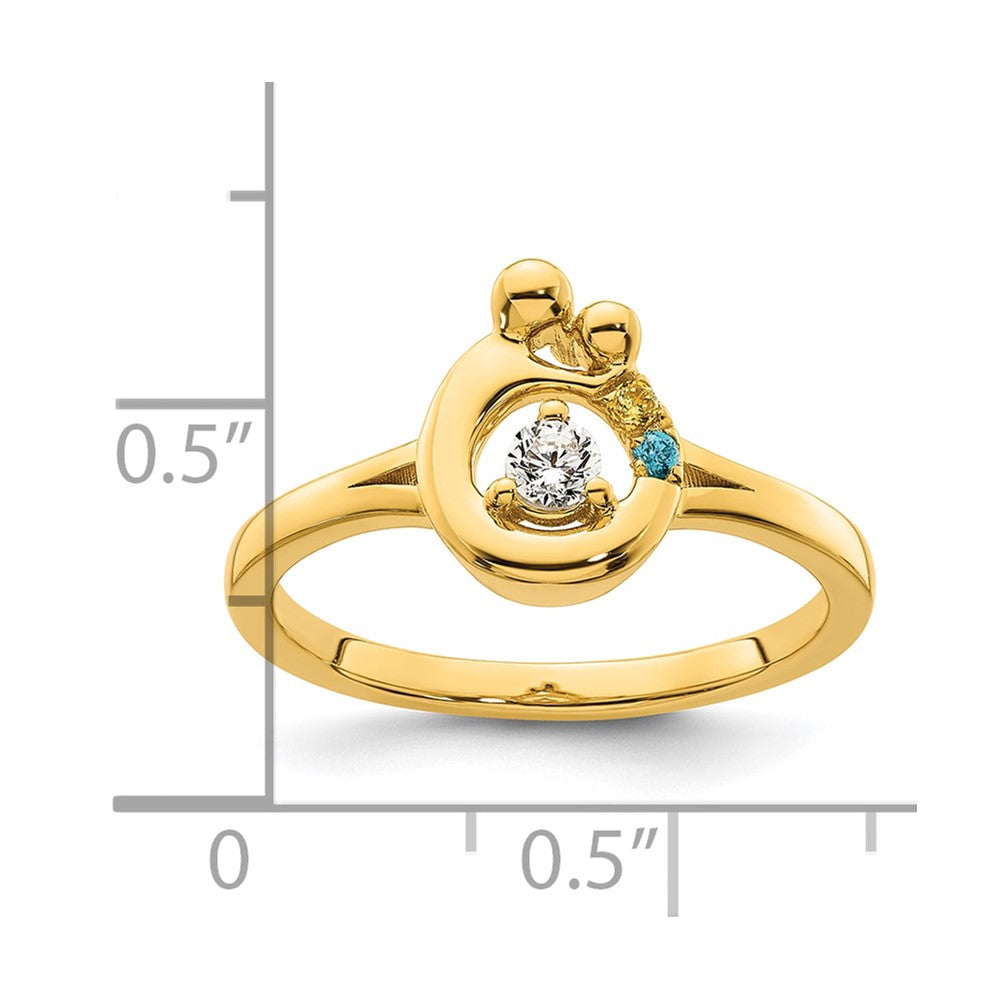 14k Diamond with 2 Birthstone Mother/Child Ring Semi-mount