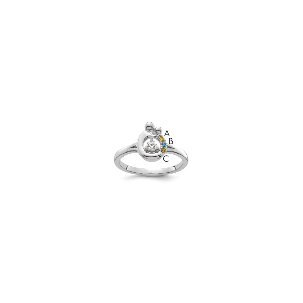 14k WG Diamond with 3 Birthstone Mother/Child Ring Semi-mount