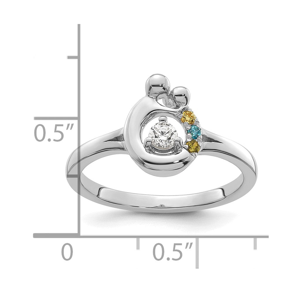14k WG Diamond with 3 Birthstone Mother/Child Ring Semi-mount