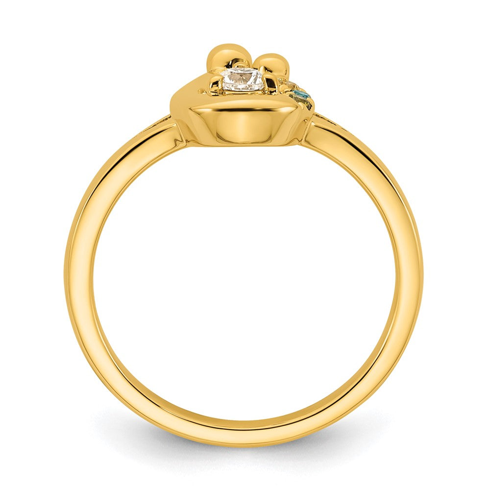 14k Diamond with 3 Birthstone Mother/Child Ring Semi-mount
