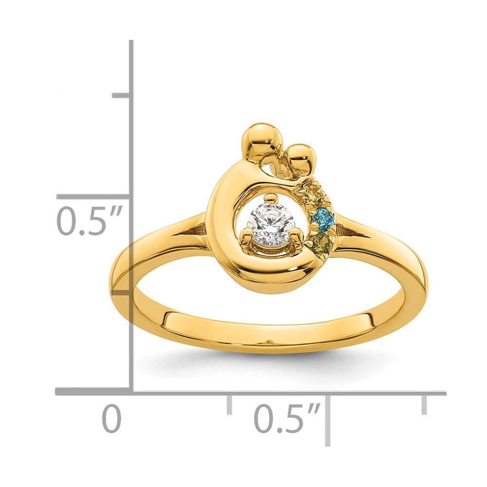 14k Diamond with 3 Birthstone Mother/Child Ring Semi-mount