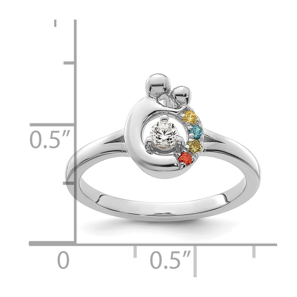 14k WG Diamond with 4 Birthstone Mother/Child Ring Semi-mount