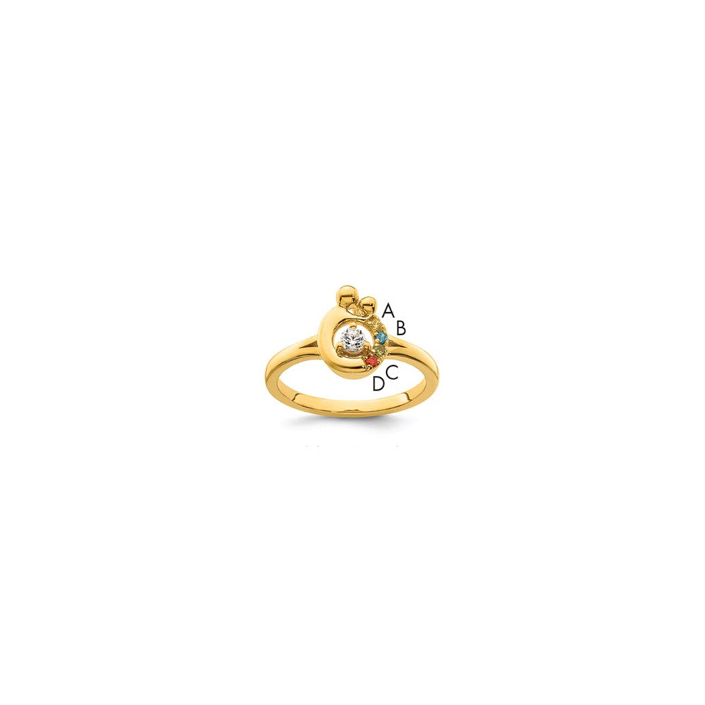 14k Diamond with 4 Birthstone Mother/Child Ring Semi-mount