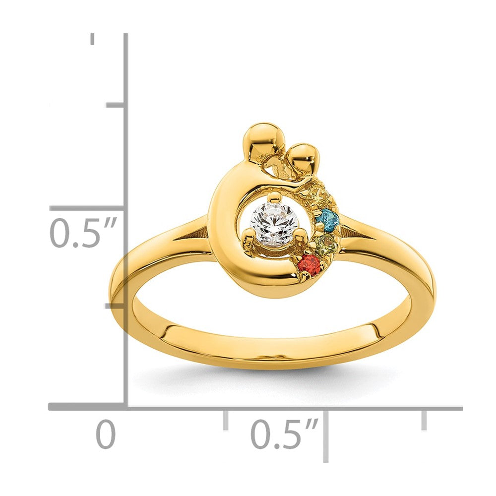 14k Diamond with 4 Birthstone Mother/Child Ring Semi-mount