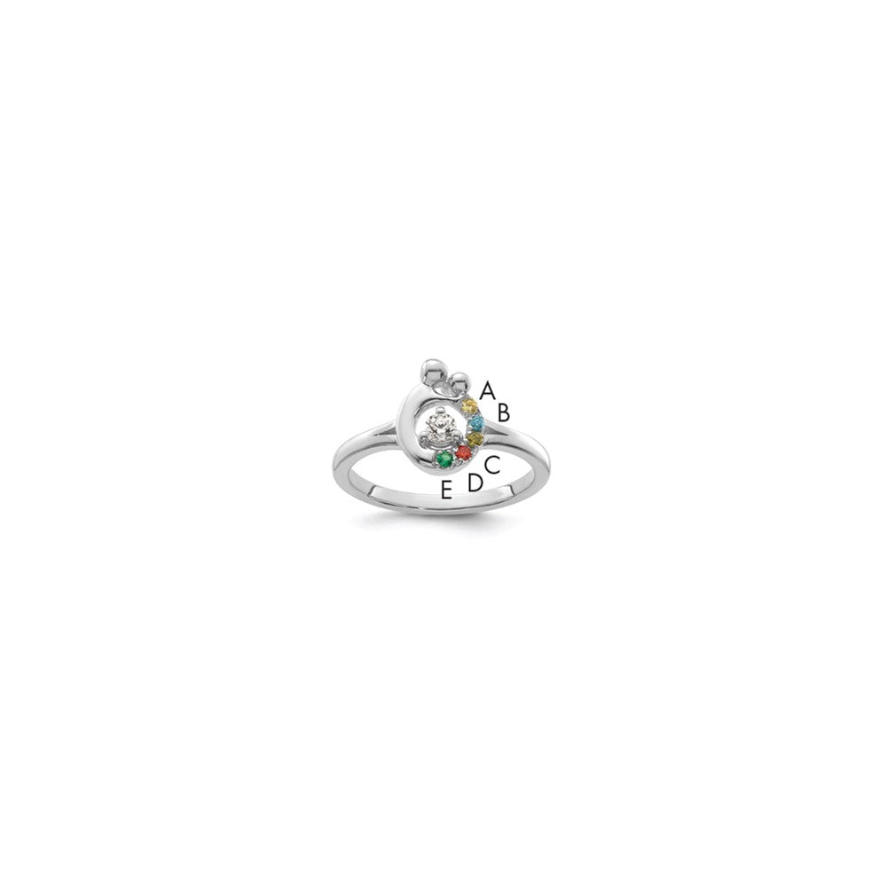 14k WG Diamond with 5 Birthstone Mother/Child Ring Semi-mount
