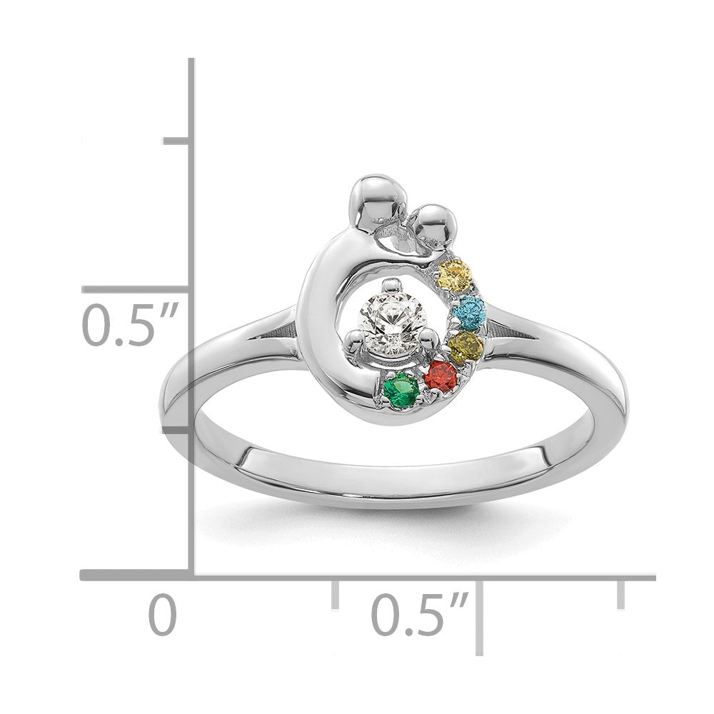 14k WG Diamond with 5 Birthstone Mother/Child Ring Semi-mount