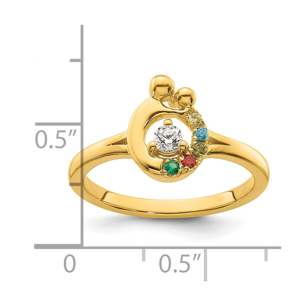 14k Diamond with 5 Birthstone Mother/Child Ring Semi-mount