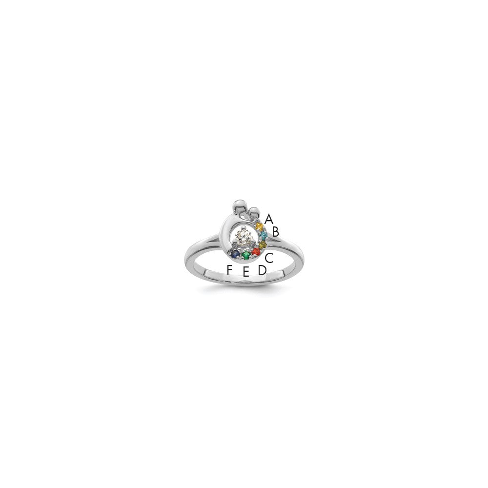 14k WG Diamond with 6 Birthstone Mother/Child Ring Semi-mount