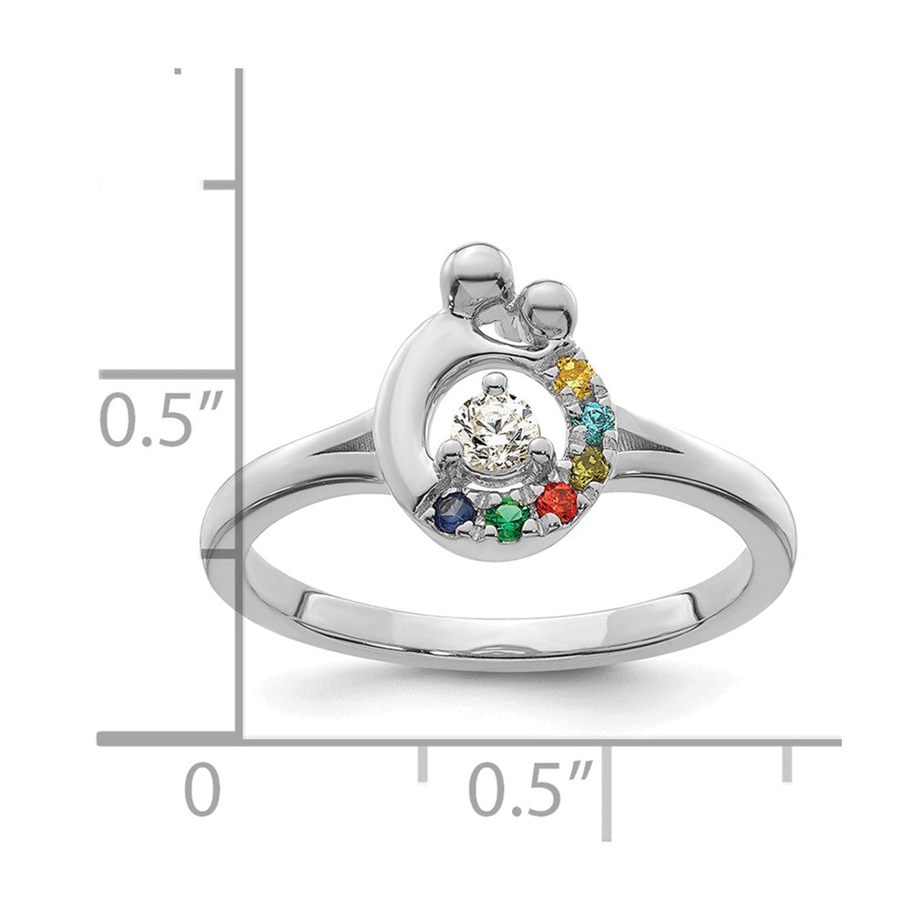 14k WG Diamond with 6 Birthstone Mother/Child Ring Semi-mount