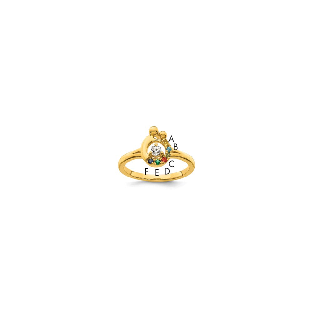 14k Diamond with 6 Birthstone Mother/Child Ring Semi-mount