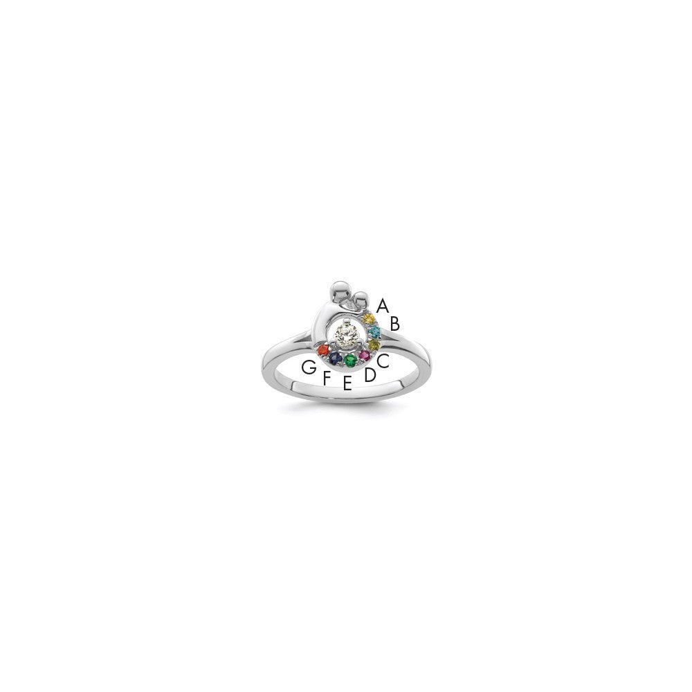 14k WG Diamond with 7 Birthstone Mother/Child Ring Semi-mount