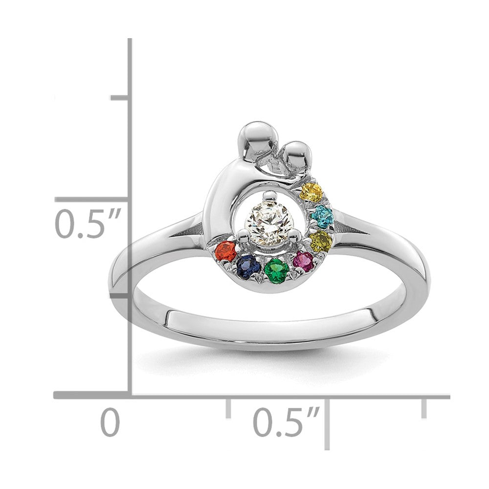 14k WG Diamond with 7 Birthstone Mother/Child Ring Semi-mount