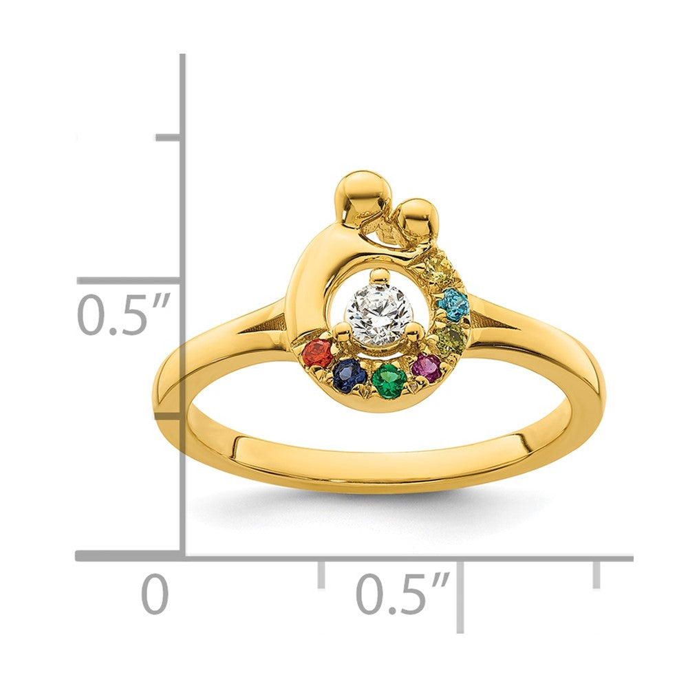 14k Diamond with 7 Birthstone Mother/Child Ring Semi-mount