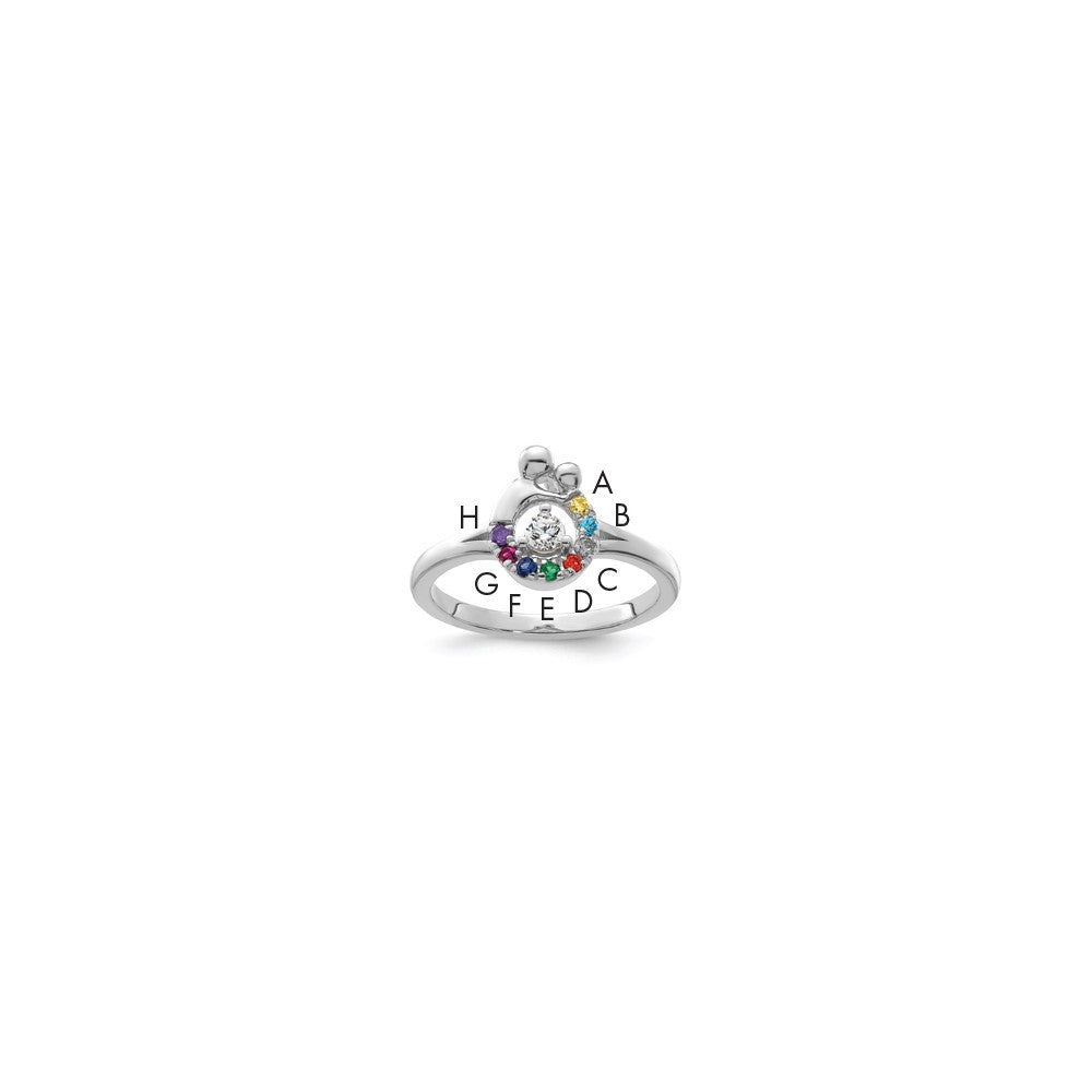 14k WG Diamond with 8 Birthstone Mother/Child Ring Semi-mount