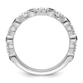 14K White Gold Polished Diamond and Emerald Fashion Ring