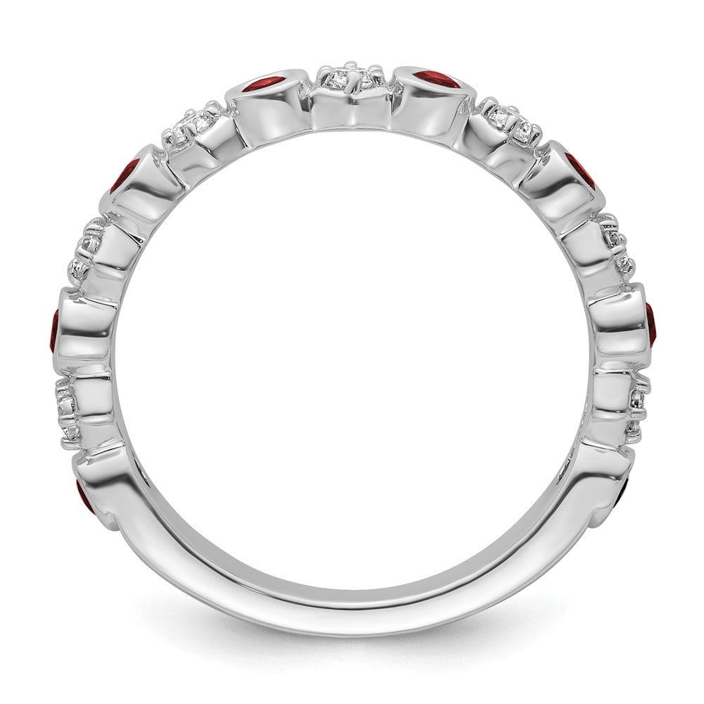 14K White Gold Polished Diamond and Ruby Fashion Ring