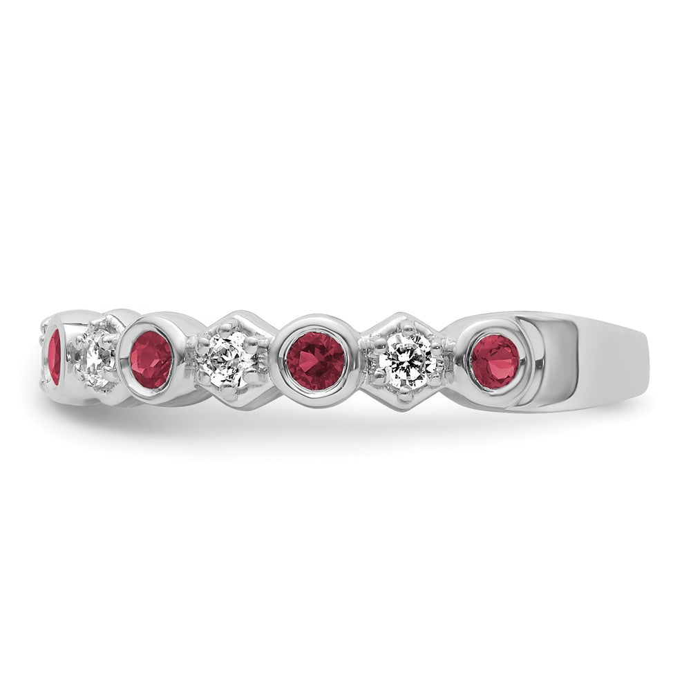 14K White Gold Polished Diamond and Ruby Fashion Ring