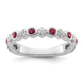 14K White Gold Polished Diamond and Ruby Fashion Ring
