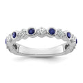 14K White Gold Polished Diamond and Sapphire Fashion Ring