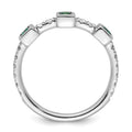 14K White Gold Polished Diamond and Emerald Fashion Ring