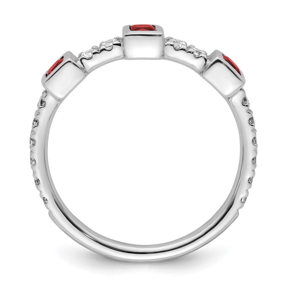 14K White Gold Polished Diamond and Ruby Fashion Ring