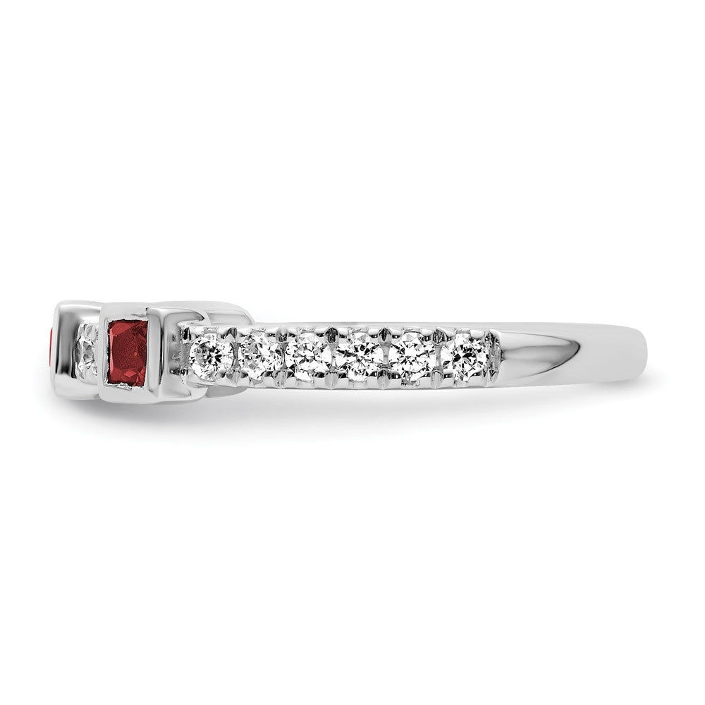 14K White Gold Polished Diamond and Ruby Fashion Ring