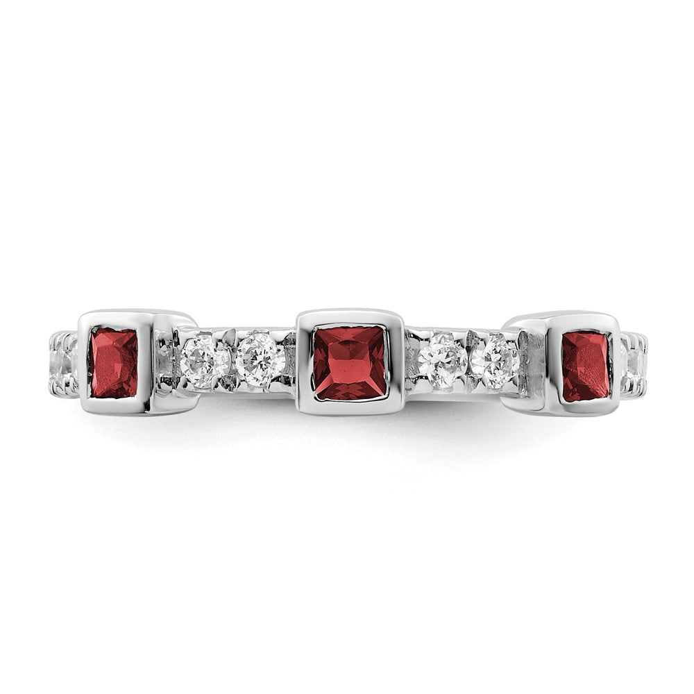 14K White Gold Polished Diamond and Ruby Fashion Ring