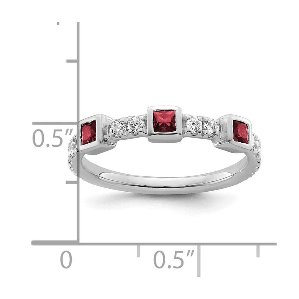 14K White Gold Polished Diamond and Ruby Fashion Ring