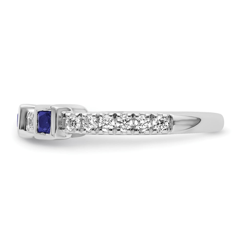 14K White Gold Polished Diamond and Sapphire Fashion Ring