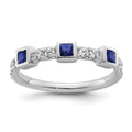 14K White Gold Polished Diamond and Sapphire Fashion Ring