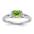 14K White Gold Polished Diamond and Peridot Fashion Ring