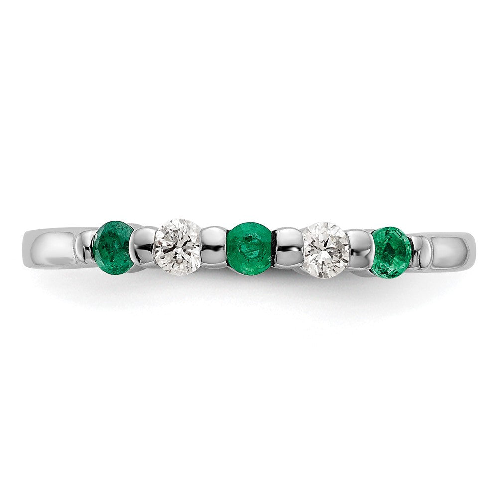 14k White Gold Diamond w/Emerald Band