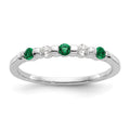 14k White Gold Diamond w/Emerald Band