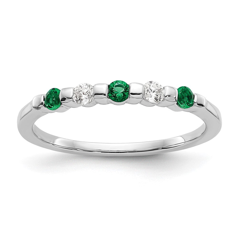 14k White Gold Diamond w/Emerald Band