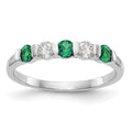 14k White Gold Diamond w/Emerald Band