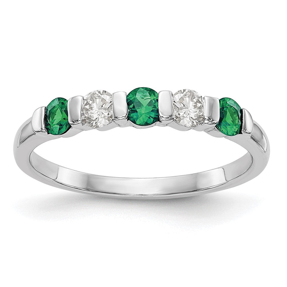14k White Gold Diamond w/Emerald Band