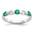 14k White Gold Diamond w/Emerald Band