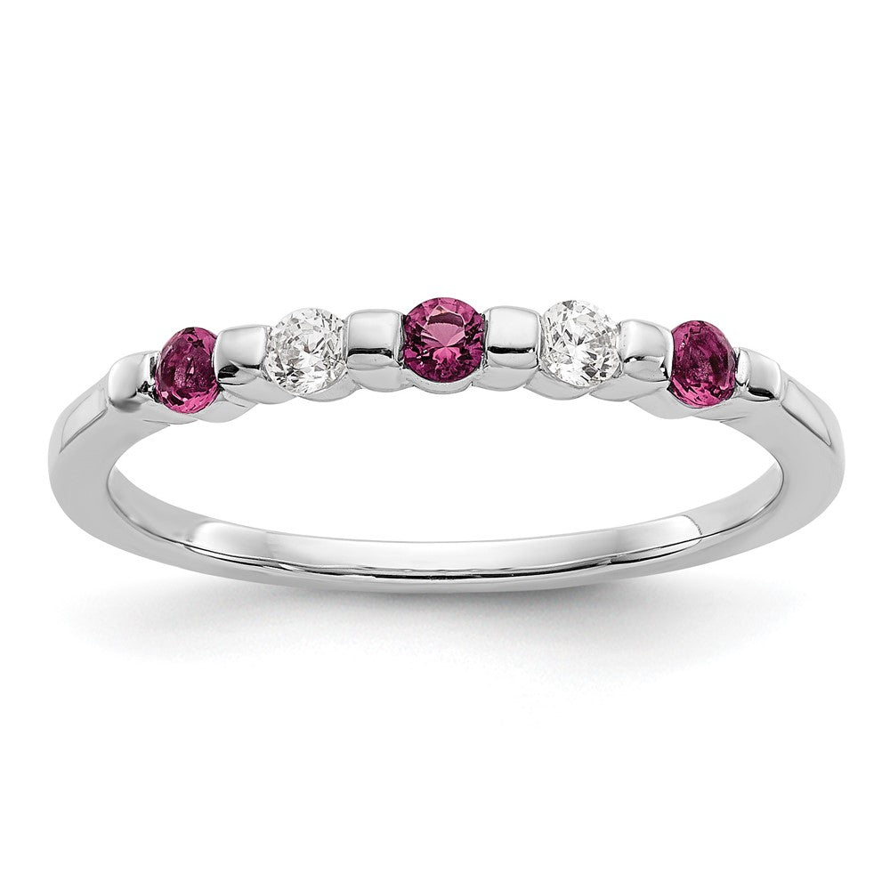 14k White Gold Diamond w/Ruby Band