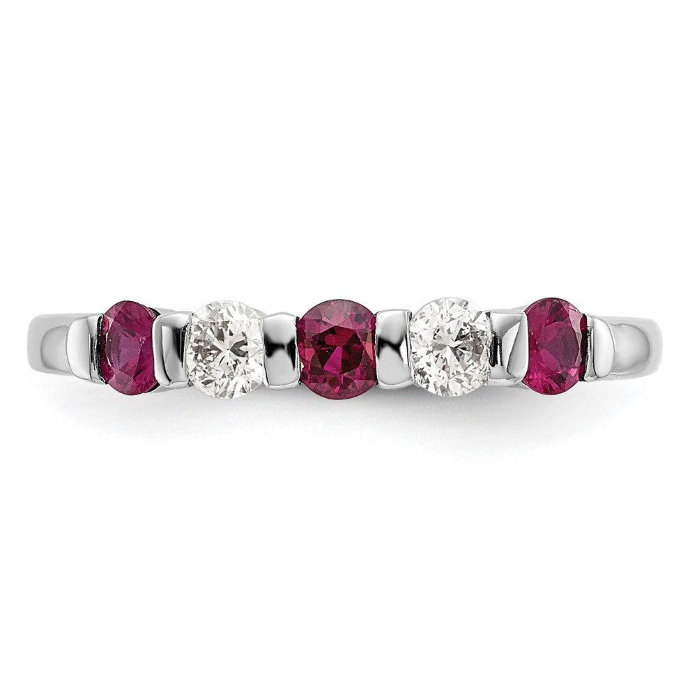 14k White Gold Diamond w/Ruby Band