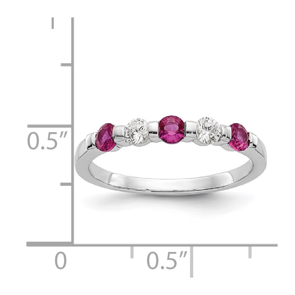 14k White Gold Diamond w/Ruby Band