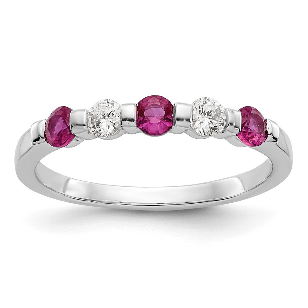 14k White Gold Diamond w/Ruby Band