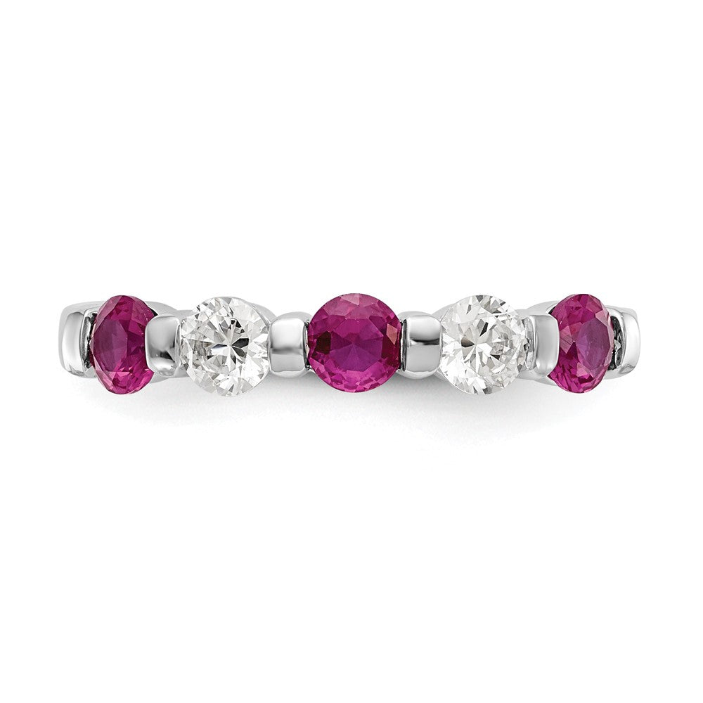 14k White Gold Diamond w/Ruby Band
