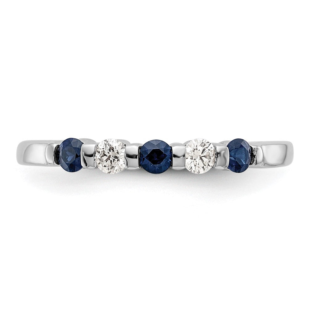 14k White Gold Diamond w/Sapphire Band