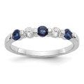 14k White Gold Diamond w/Sapphire Band