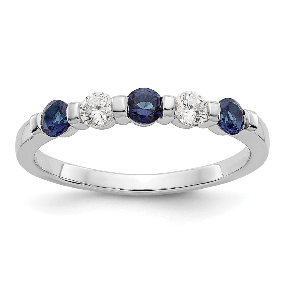 14k White Gold Diamond w/Sapphire Band