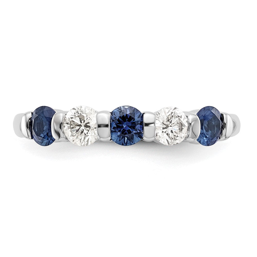 14k White Gold Diamond w/Sapphire Band