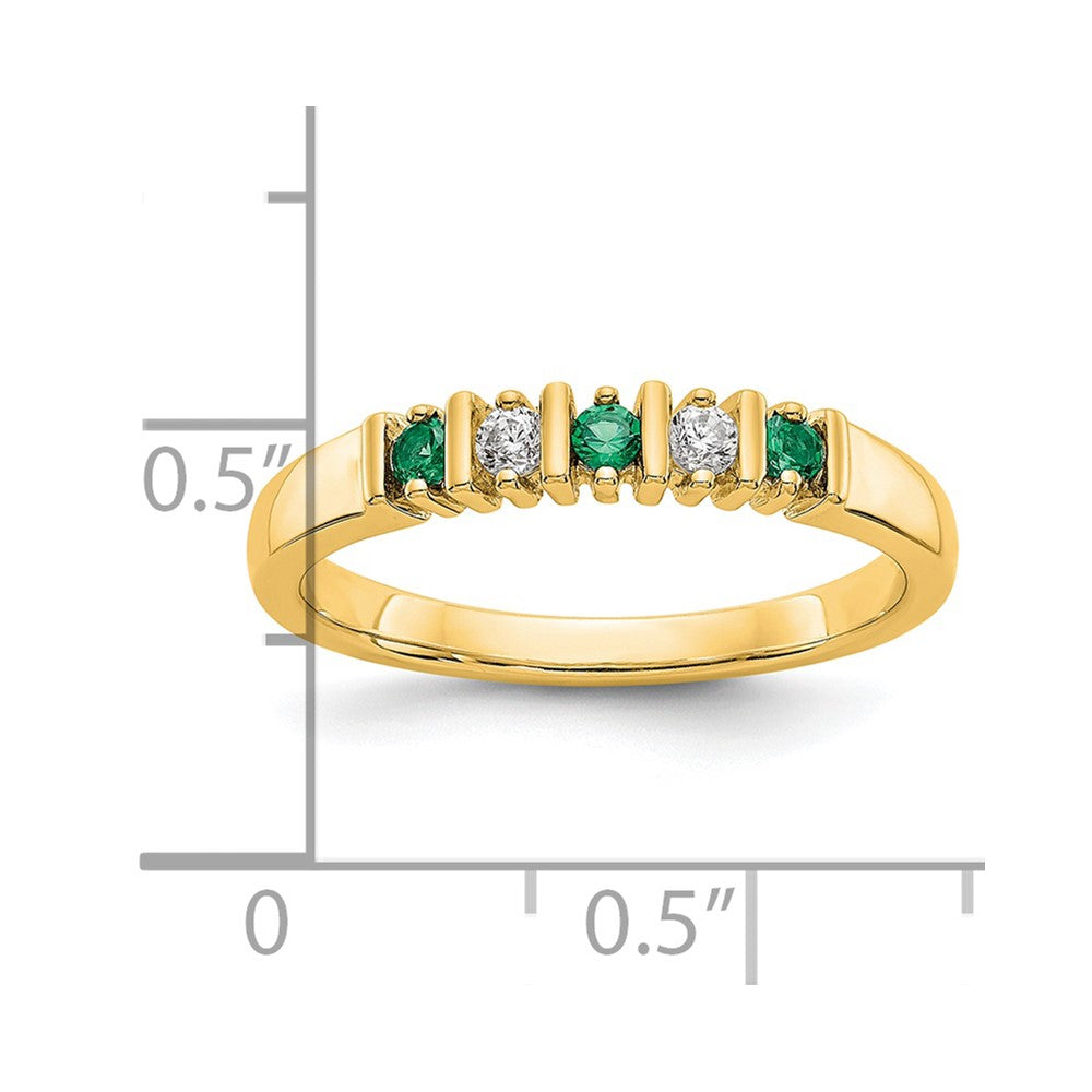 14k Yellow Gold Diamond w/Emerald Band
